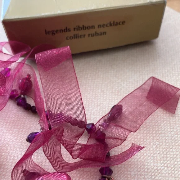Avon Vintage Purple Burgundy Beaded Choker Statement Ribbon Necklace | NIB N12 - Picture 14 of 14